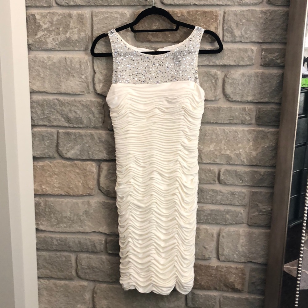 Ivory white fitted cocktail dress